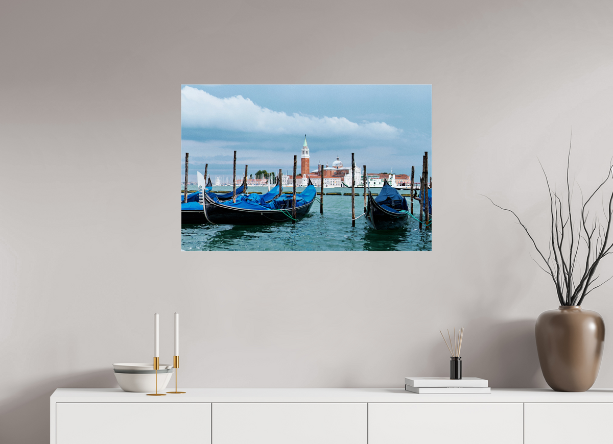 90 x 60 cm, Photo Print Under Acrylic Glass "Blue Gondolas" by MB | Marc Bluhm